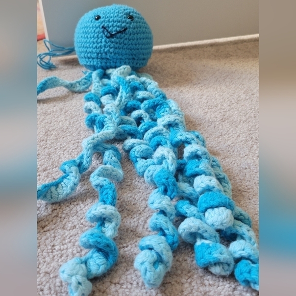 Handmade Crochet blue Jellyfish - Picture 1 of 4